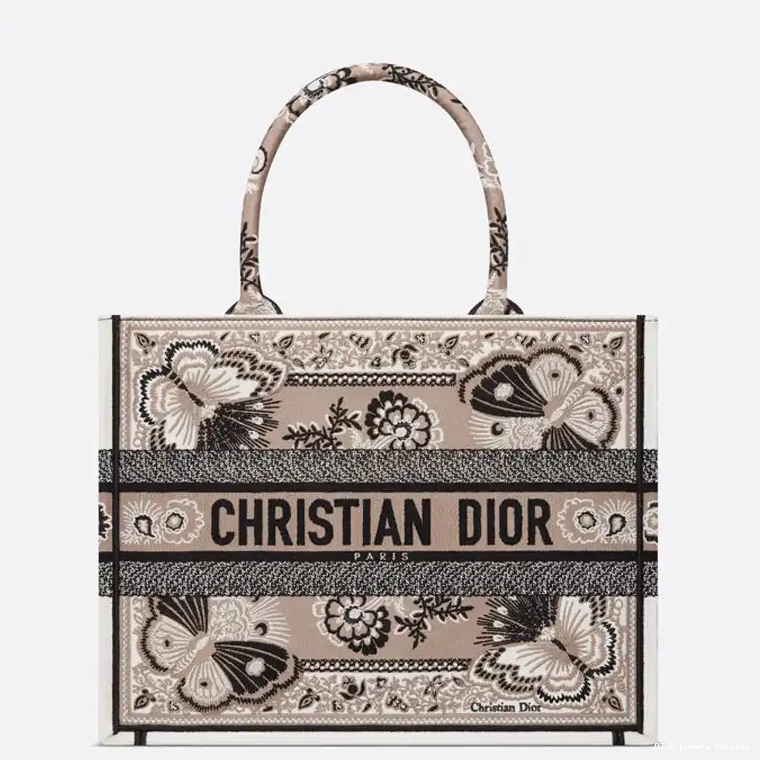 Tote Dior Book Bandana Canvas Butterfly Beige Motif 0422 Luxury